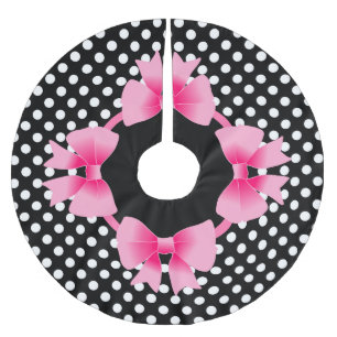 Elegant Pink Bow Christmas Brushed Polyester Tree Skirt