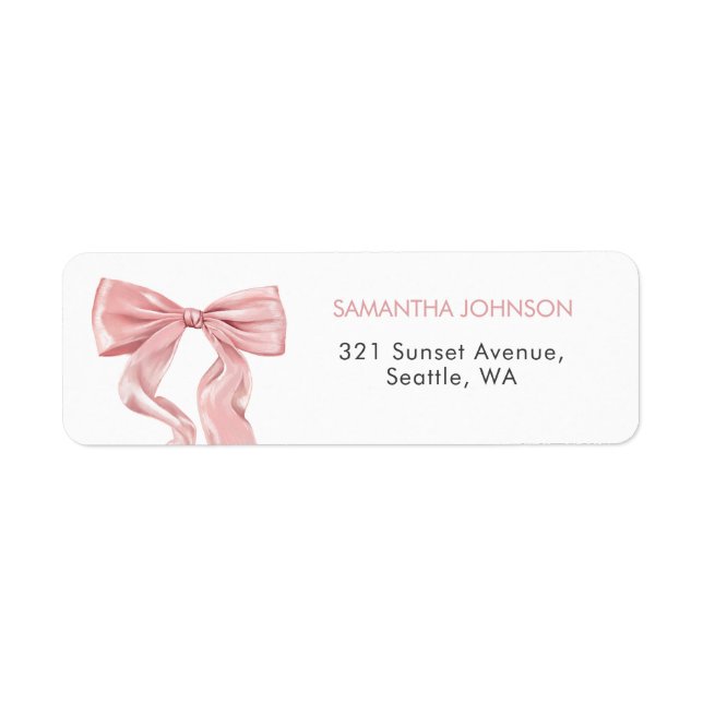 Elegant Pink Bow Coquette Address (Front)