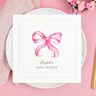 Elegant Pink Bow Coquette Baby Shower Minimal Napkin