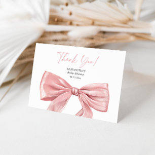 Elegant Pink Bow Coquette Baby Shower Thank You Card