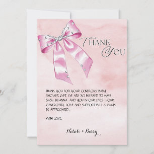 Elegant Pink Bow Coquette baby shower thank you  Invitation