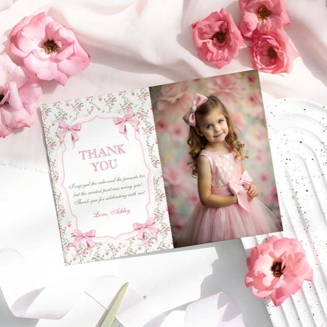  Elegant Pink Bow Coquette Birthday Thank You (Creator Uploaded)
