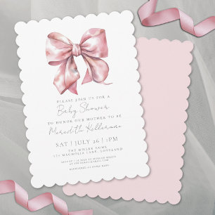 Elegant Pink Bow Coquette Girl Baby Shower Invitation
