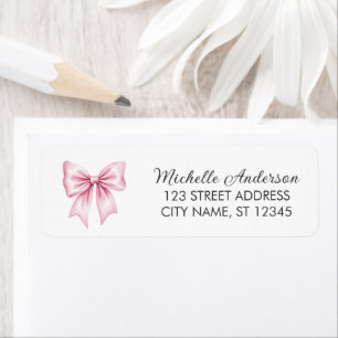Elegant Pink Bow Coquette Return Address Label    