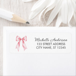 Elegant Pink Bow Coquette Return Address Label    
