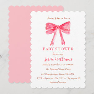 Elegant Pink Bow Coquette Vintage Girl Baby Shower Invitation