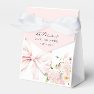 Elegant Pink Bow Floral Baby Shower Favour Box