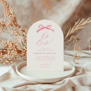 Elegant Pink Bow Girls Baby Shower Invitation