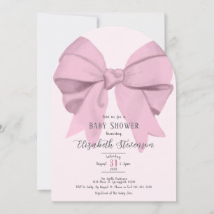 Elegant Pink Bow Girly Baby Shower Arch Invitation
