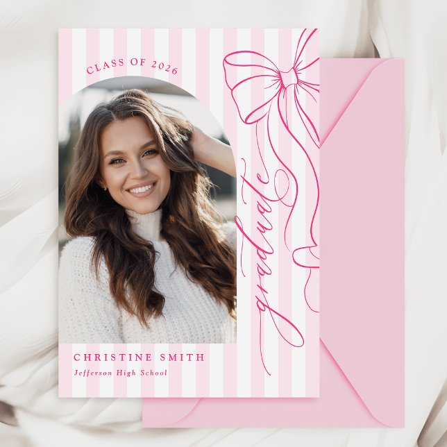 Elegant Pink Bow Graduation  Invitation (Creator Uploaded)