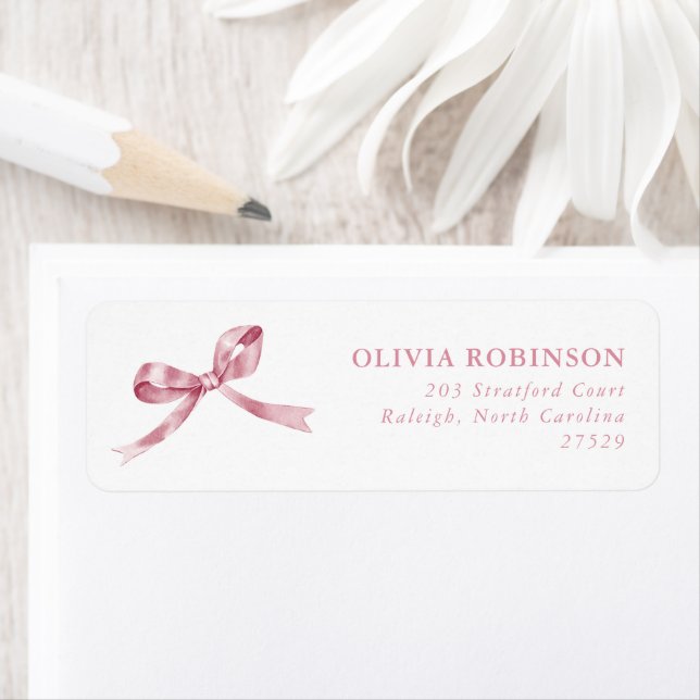 Elegant Pink Bow Graduation Return Address (Insitu)