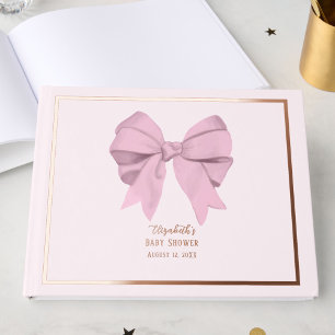 Elegant Pink Bow It's a Girl Baby Shower Rose Gold Guest Book