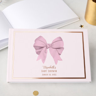 Elegant Pink Bow It's a Girl Baby Shower Rose Gold Guest Book