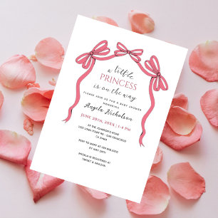 Elegant Pink Bow Little Princess Girl Baby Shower Invitation