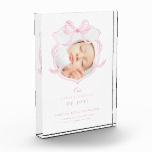 Elegant Pink Bow Photo Baby Girl Acrylic Block