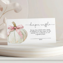 Elegant Pink Bow Pumpkin Diaper Raffle Card