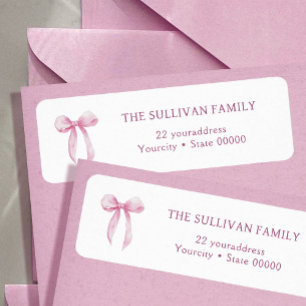 Elegant pink bow return address label