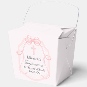 Elegant Pink Bow Ribbon Confirmation Party Favour Box