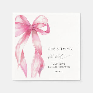 Elegant Pink Bow Shes Tying The Knot Bridal Shower Napkin