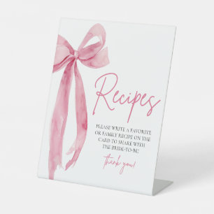 Elegant Pink Bow She's Tying the Knot Recipes Sign