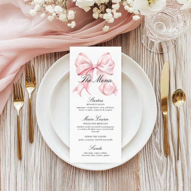 Elegant Pink Bow Shower Menu (Creator Uploaded)