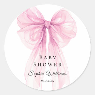 Elegant Pink Bow Stickers Watercolor