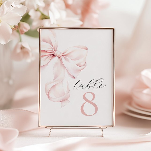 Elegant Pink Bow Table Numbers (Creator Uploaded)