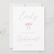 Elegant pink bow will you be my bridesmaid proposa