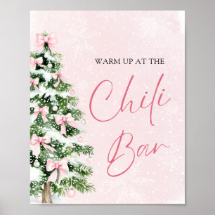 Elegant Pink Bows Christmas Tree Chilli Bar Poster