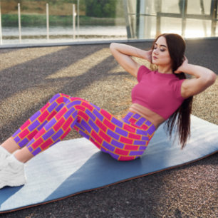 Elegant Pink Brick Gym Yoga  Women Leggings