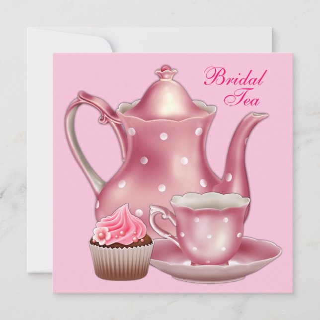 Elegant Pink Bridal Tea Party Invitation (Front)