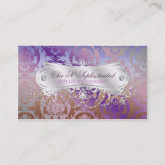 Elegant Pink Brown Purple Damask Swirl Business Card
