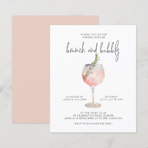 Elegant Pink Brunch & Bubbly Bridal Shower Invitat