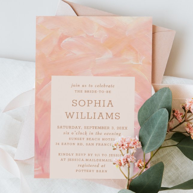 Elegant pink brush strokes wedding bridal shower invitation (Creator Uploaded)