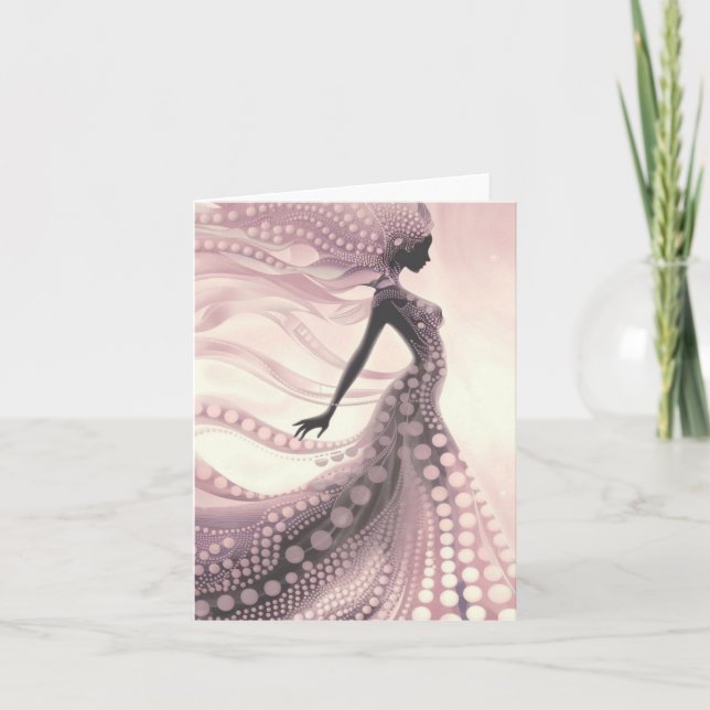 Elegant Pink Bubble Lady Blank Card (Front)