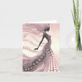 Elegant Pink Bubble Lady Blank Card