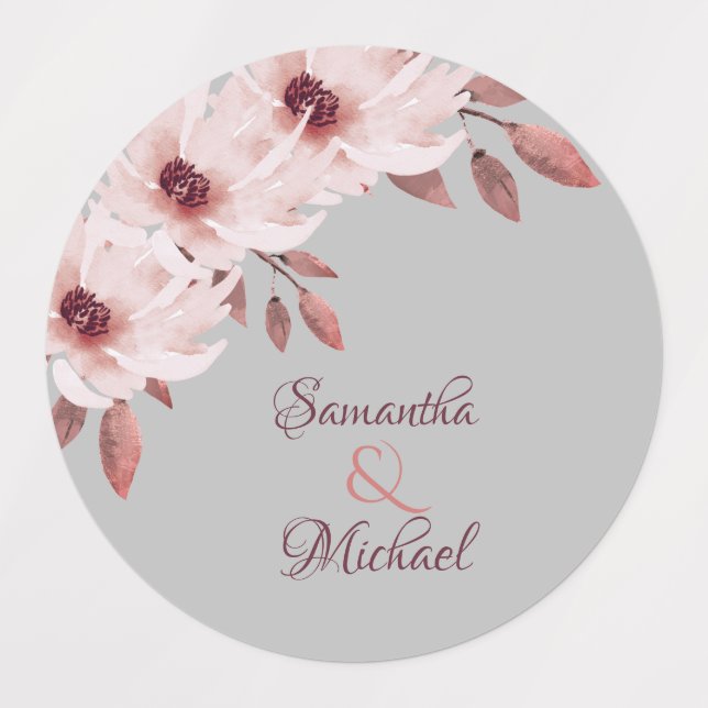 Elegant Pink Burgundy Floral Rust Leaves Wedding (Design 1)
