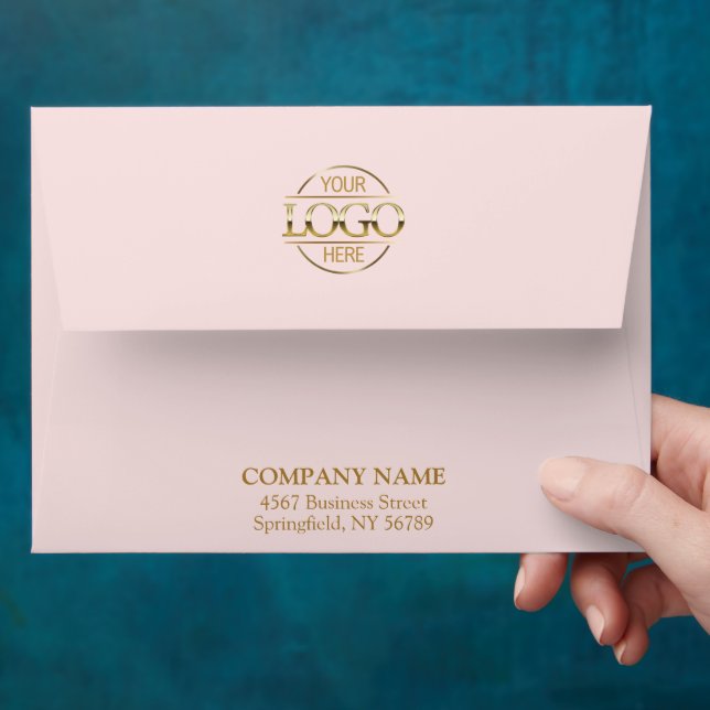 Elegant Pink Business Custom Logo Professional  Envelope (Hand)