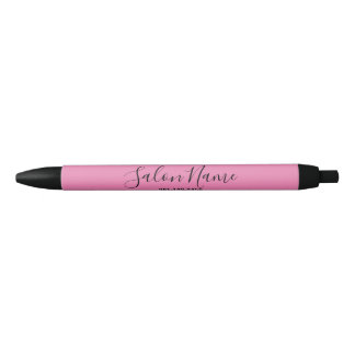 Elegant Pink Business with Salon Name and Number Black Ink Pen