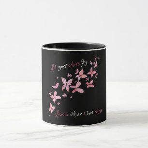 Elegant Pink Butterflies Bilingual Mug
