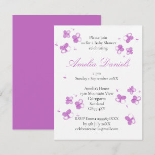 Elegant Pink butterfly Baby Shower Invitation