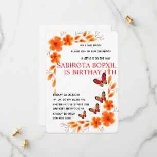Elegant Pink butterfly baby shower party Invitatio Save The Date