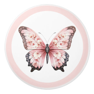 Elegant Pink Butterfly Pretty Girl's Drawer Knob