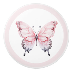 Elegant Pink Butterfly Pretty Girl's Drawer Knob