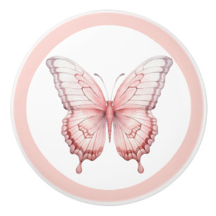 Elegant Pink Butterfly Pretty Girl's Drawer Knob