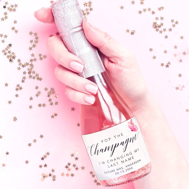 Elegant Pink Butterfly  Sparkling Wine Label (Creator Uploaded)