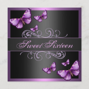Elegant Pink Butterfly Sweet16 Birthday Invite