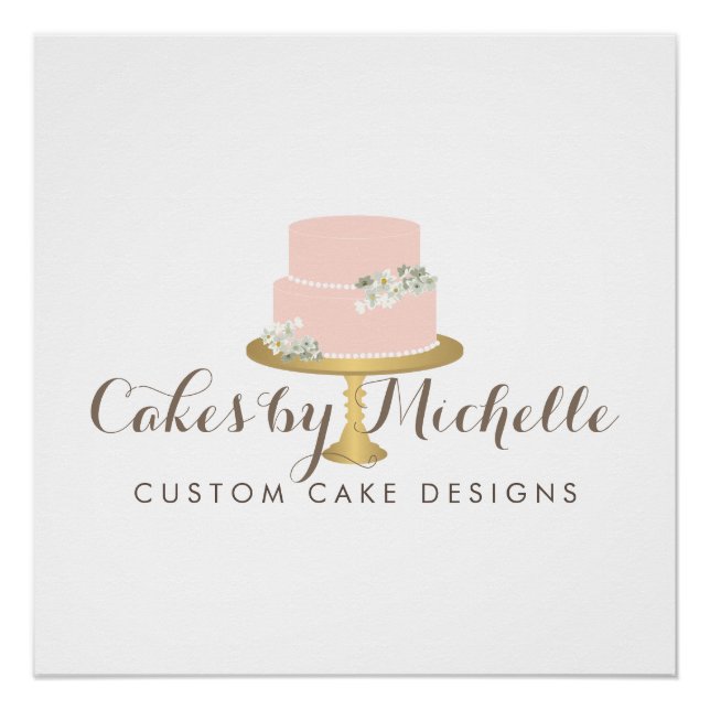 Elegant Pink Cake Bakery Poster (Front)
