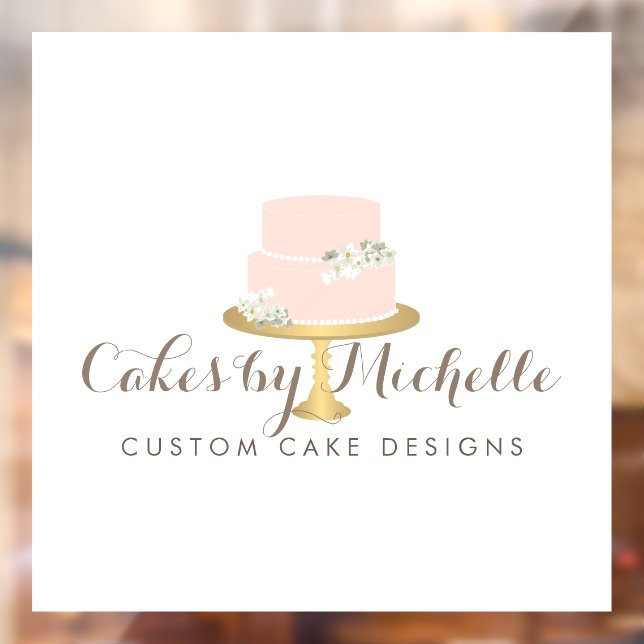 Elegant Pink Cake Bakery Window Cling (Sheet 2)
