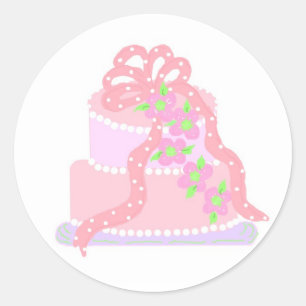 Elegant Pink Cake Classic Round Sticker